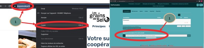 Copier coller l'adresse du site